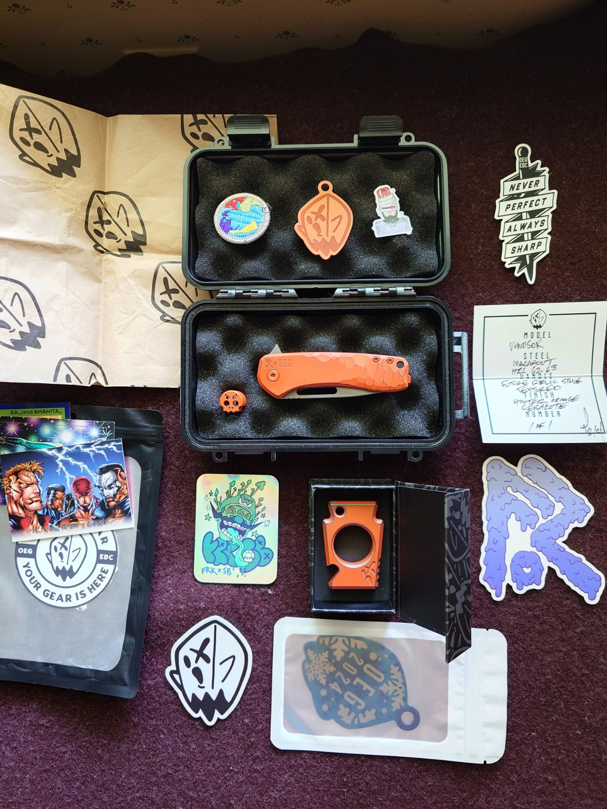 OEG EDC x Future Relic Windsor, Hunter Orange Keystone & Playge Skyll