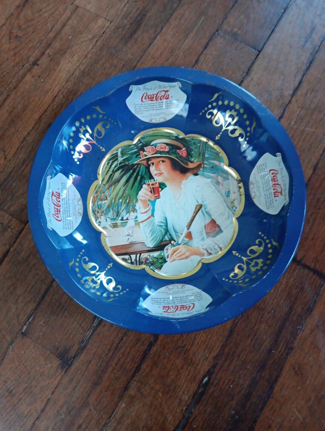 Vintage Coca Cola Metal Serving Tray Girl Have a Coke Circle Shaped