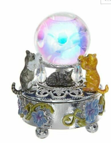Kirks Folly Enchanted Cats Crystal Ball Enamel Trinket Box CAT LOVER Trinket $