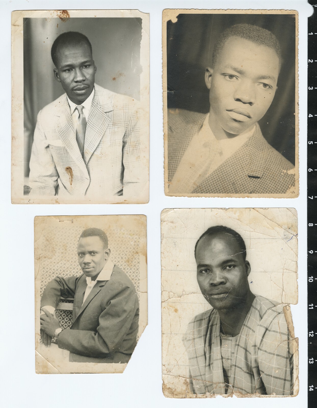 (4x) c. 1950's-1970's Men Studio Portraits, Mali, Africa Vintage Photos