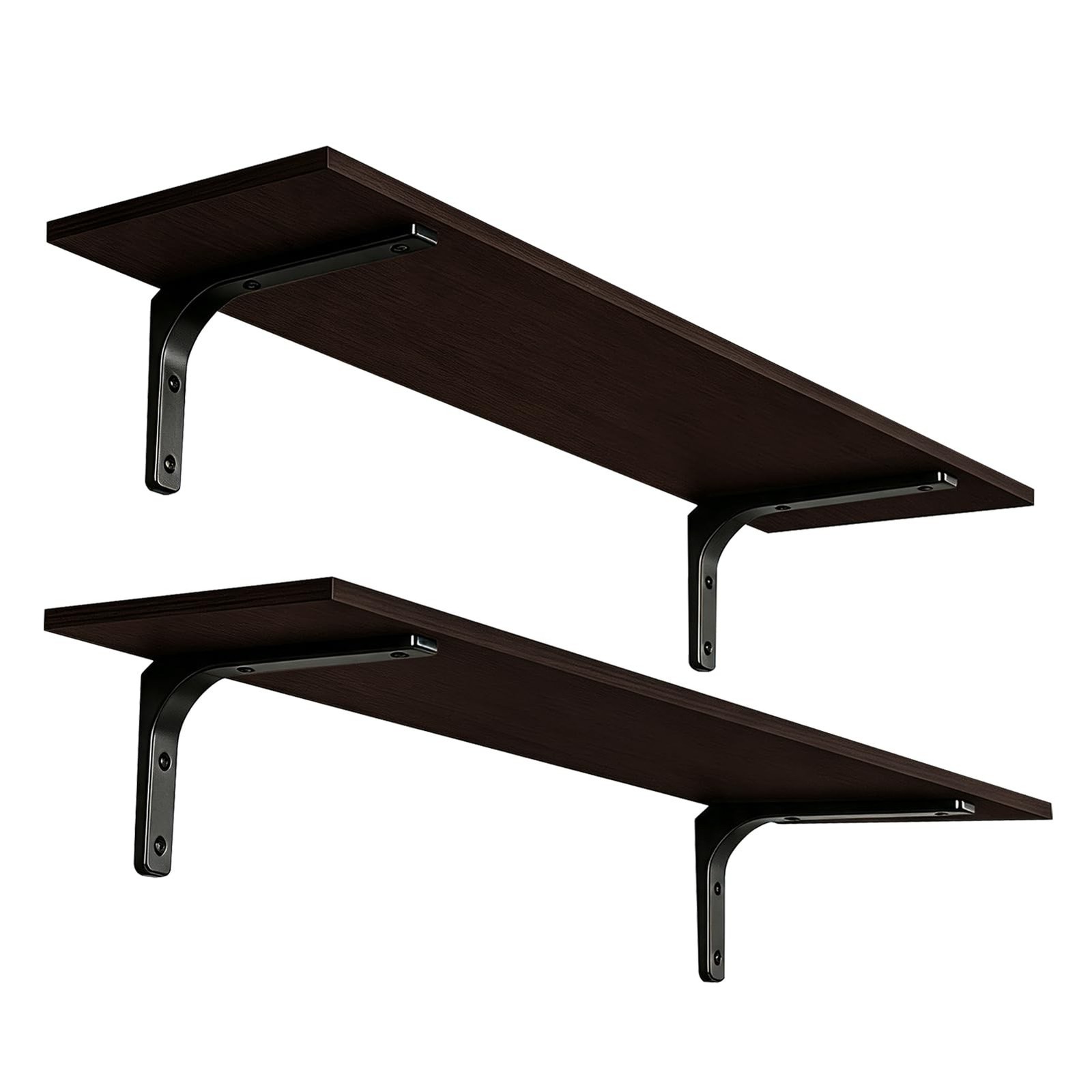 Long Wall Shelves, 39.4Inch Wooden Wall Mounted Shelves, Set of 2 Espresso