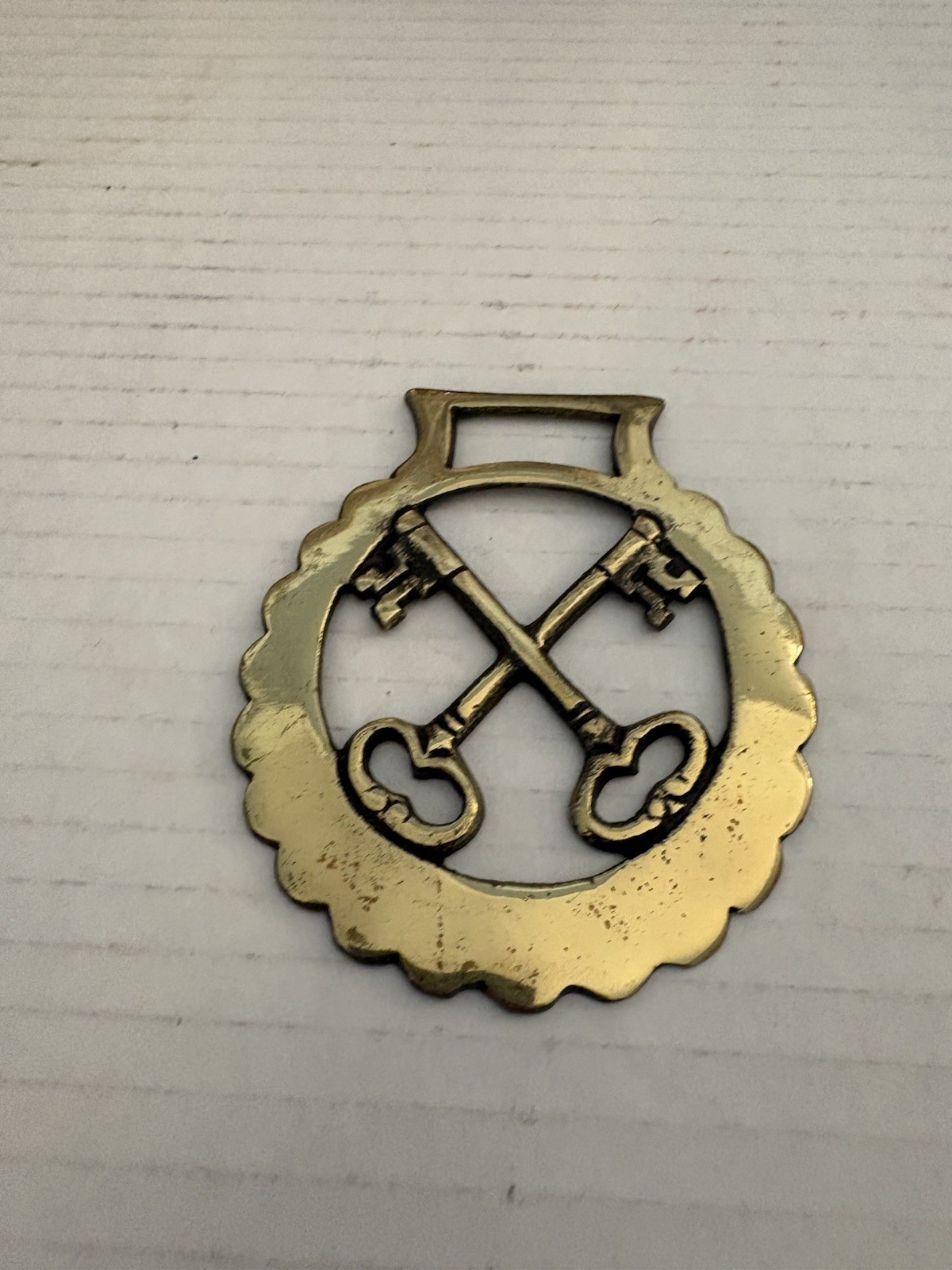 Brass Horse Medallion Antique English Cross Skeleton Key Parade Show Harness