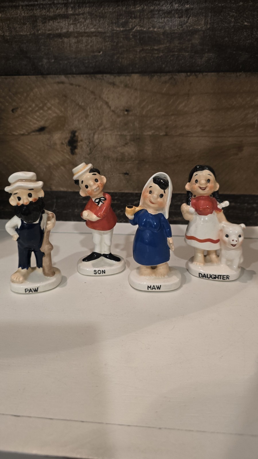 Vintage RARE HTF Napco Japan Set of 4 Figures Maw Paw Daughter Son Figurines