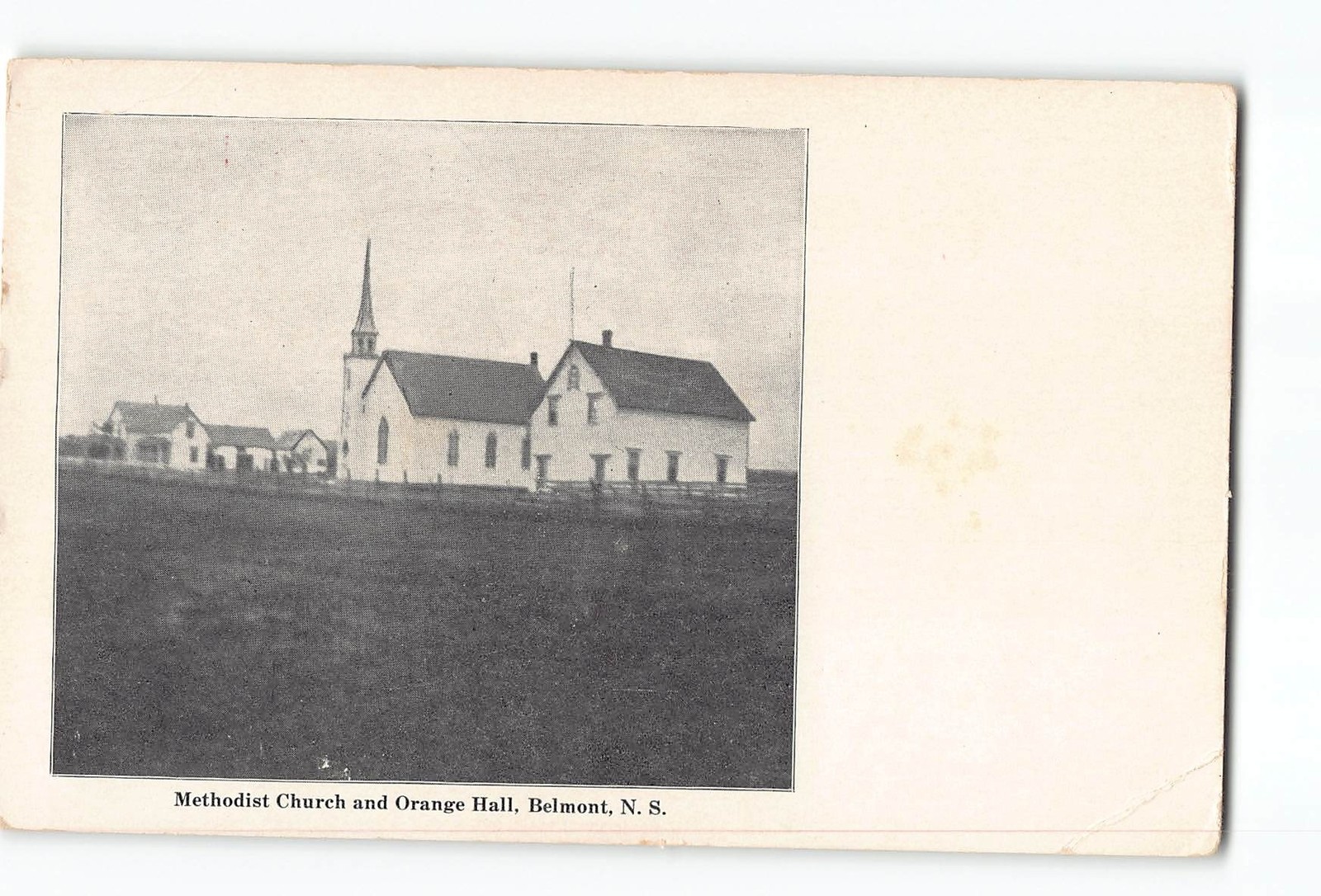 Belmont Nova Scotia Canada Postcard 1907-1915 Methodist Church And Orange Hall