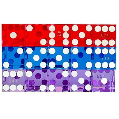Grade AAA Precision 19mm Serialized Casino Craps Dice Set of 15 with Razor Ed...