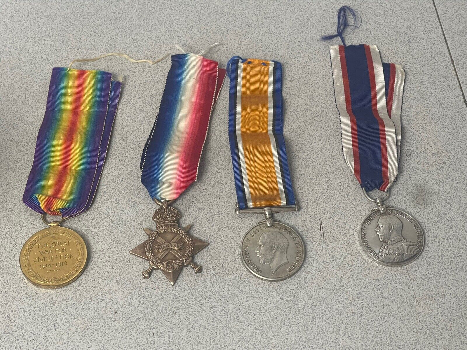 WW1 Complete Medal set  Victory British War Medal 1915 Star 114126 Kings Brigade