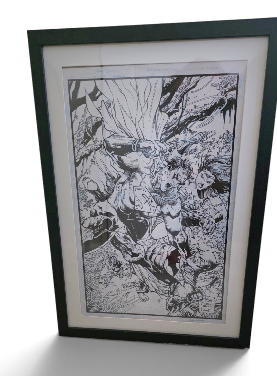 TONY DANIELS JUSTICE LEAGUE COLLABORTAION ARTWORK DRAWING AND INK WORK S G2U