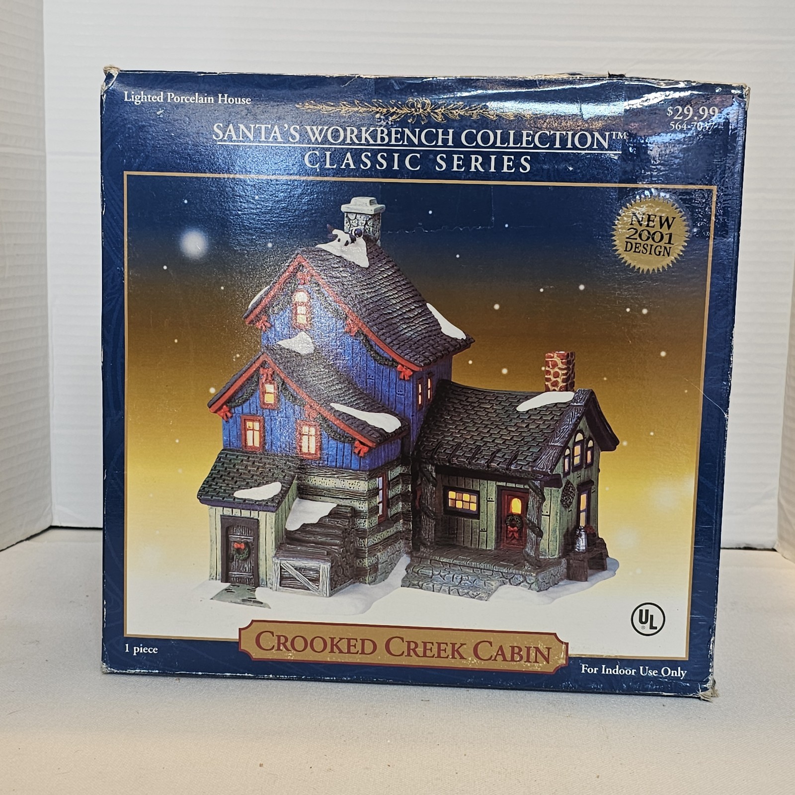 Vtg 2001 Santa\'s Workbench Collection Classic - Crooked Creek Cabin 2 Lights Vtg 2001 Santa\'s Workbench Collection Classic - Crooked Creek Cabin 2 Lights