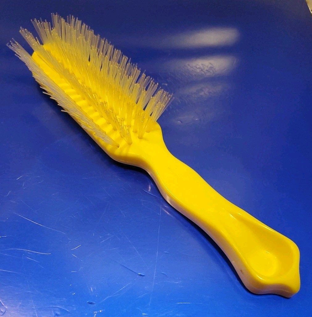 VTG Yellow Hairbrush Firm Nylon Bristles Made in USA Retro 70s