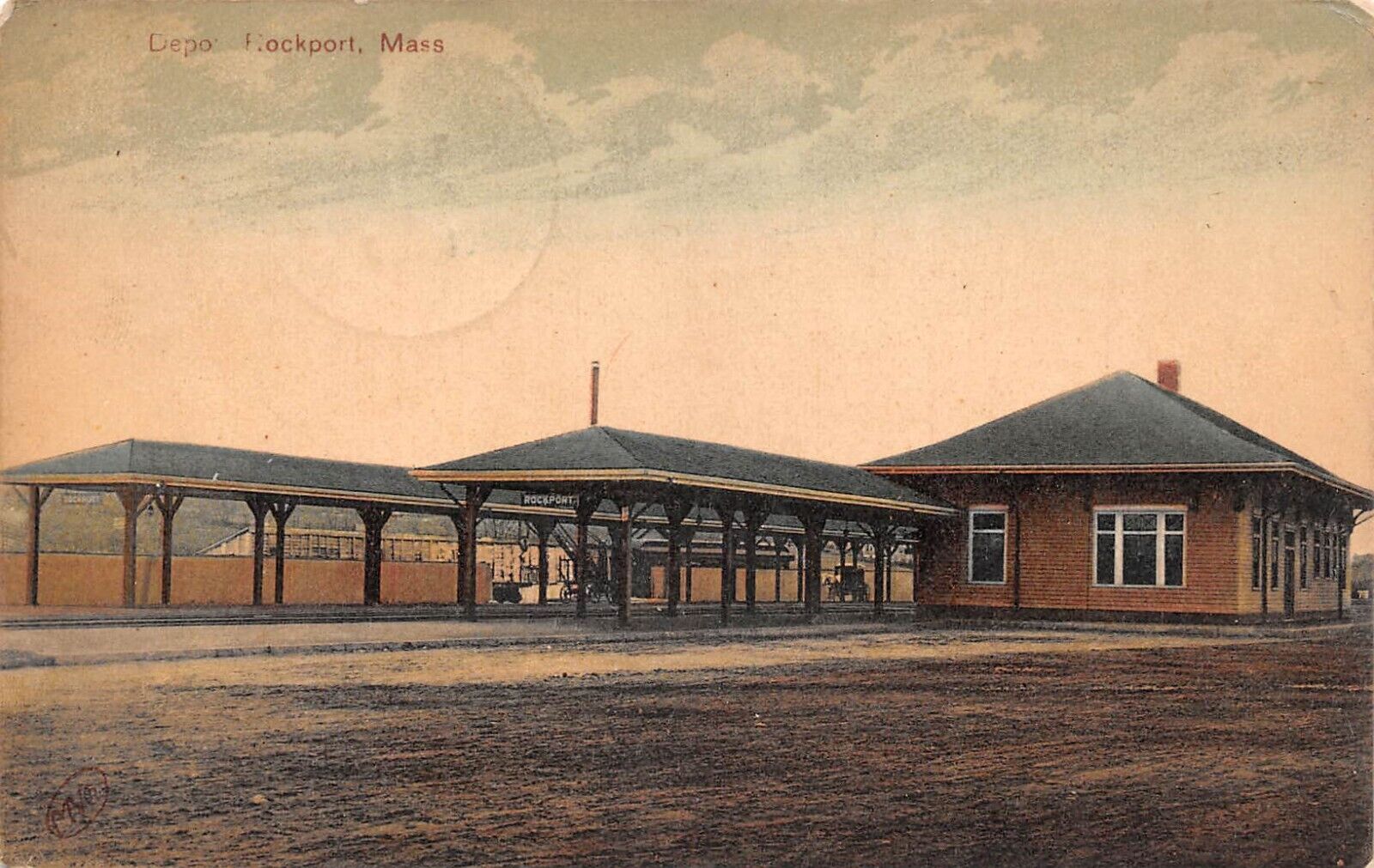 Railway Train Station Railroad Depot ROCKPORT Massachusetts 1907 Postcard