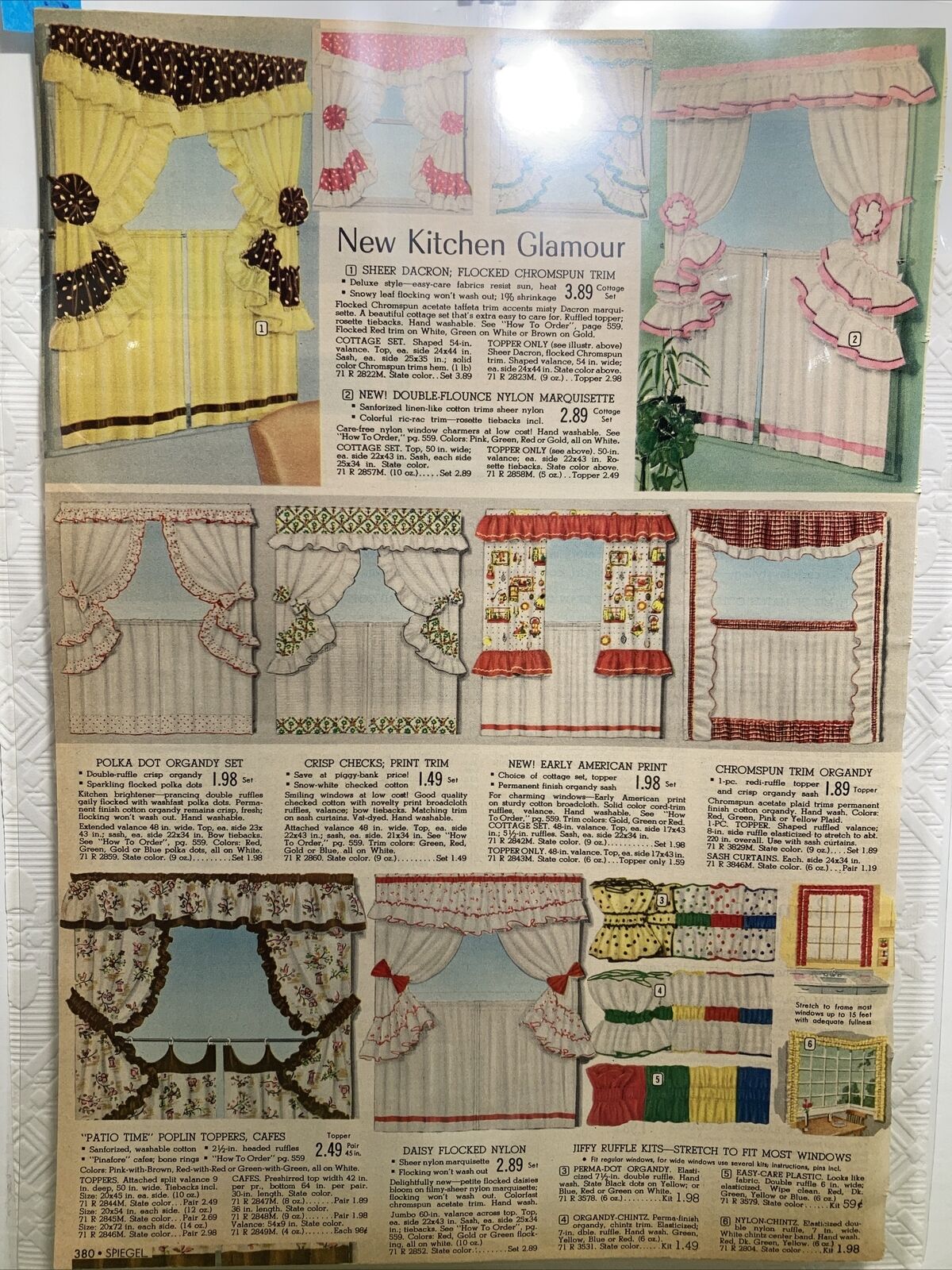 1955 Spiegel Catalog Print Ad MCM Cafe Curtain Sets Early American Print