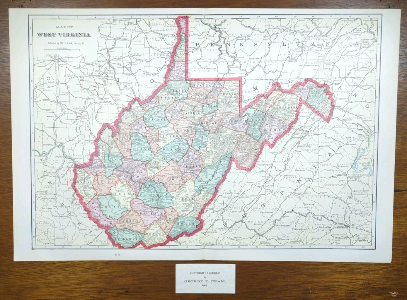 Vintage 1903 WEST VIRGINIA Map 22\