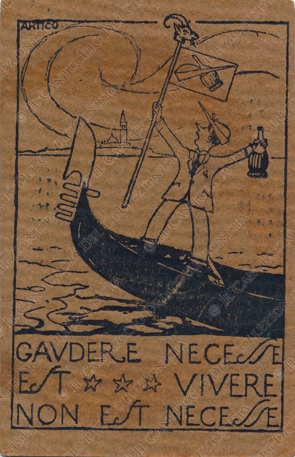 1923 VENICE Gaudere necesse est vivre non necesse Arctic Illustrated Postcard