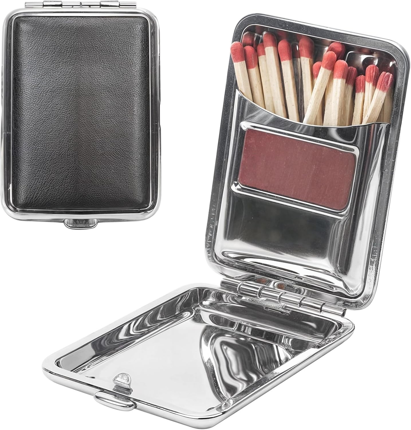 Metal Match Box Case Stainless Steel Matchboxes Matchstick Holder with Friction Metal Match Box Case Stainless Steel Matchboxes Matchstick Holder with Friction