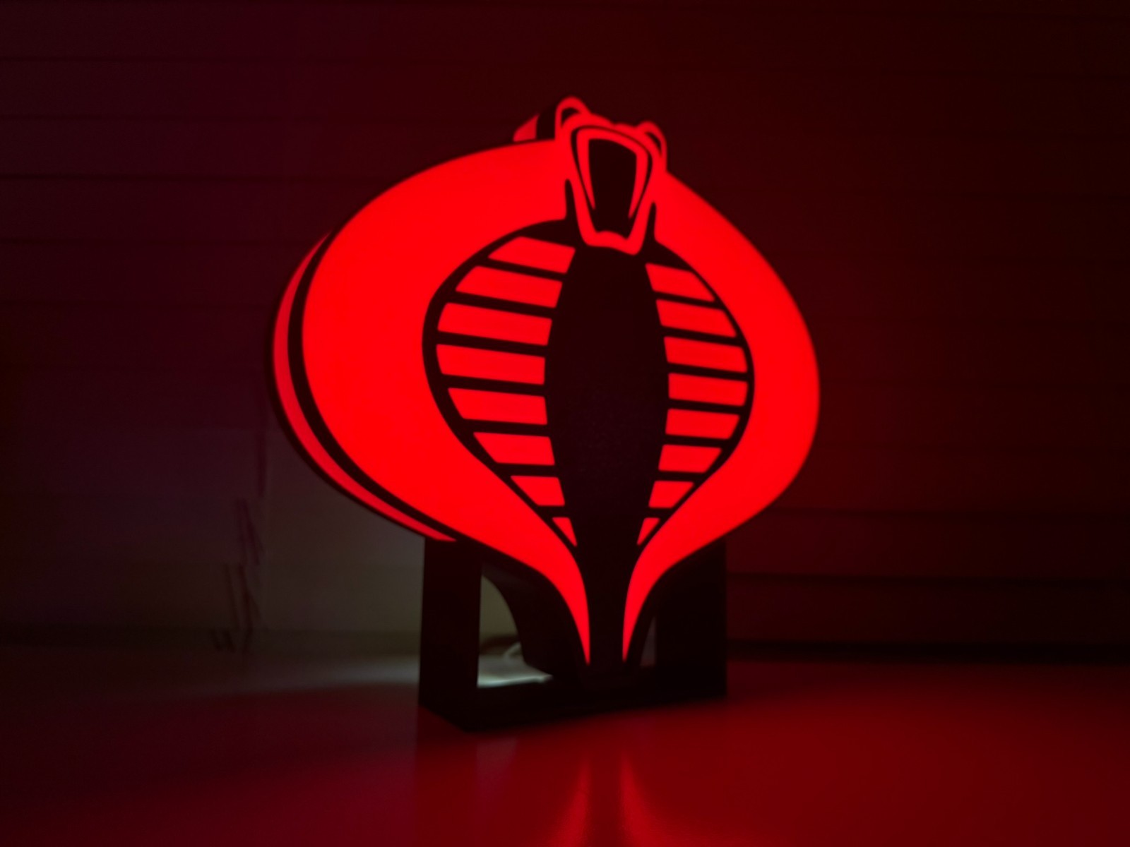 G.I. Joe Inspired  Cobra Logo LED lit Sign Display | 3D Wall Desk Shelf Art