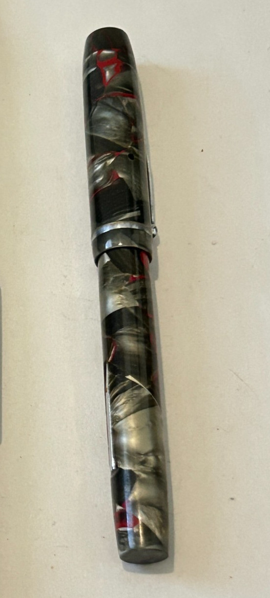Vtg Sheaffer Junior Flat Top Fountain Pen As Is Red Gray Marbled