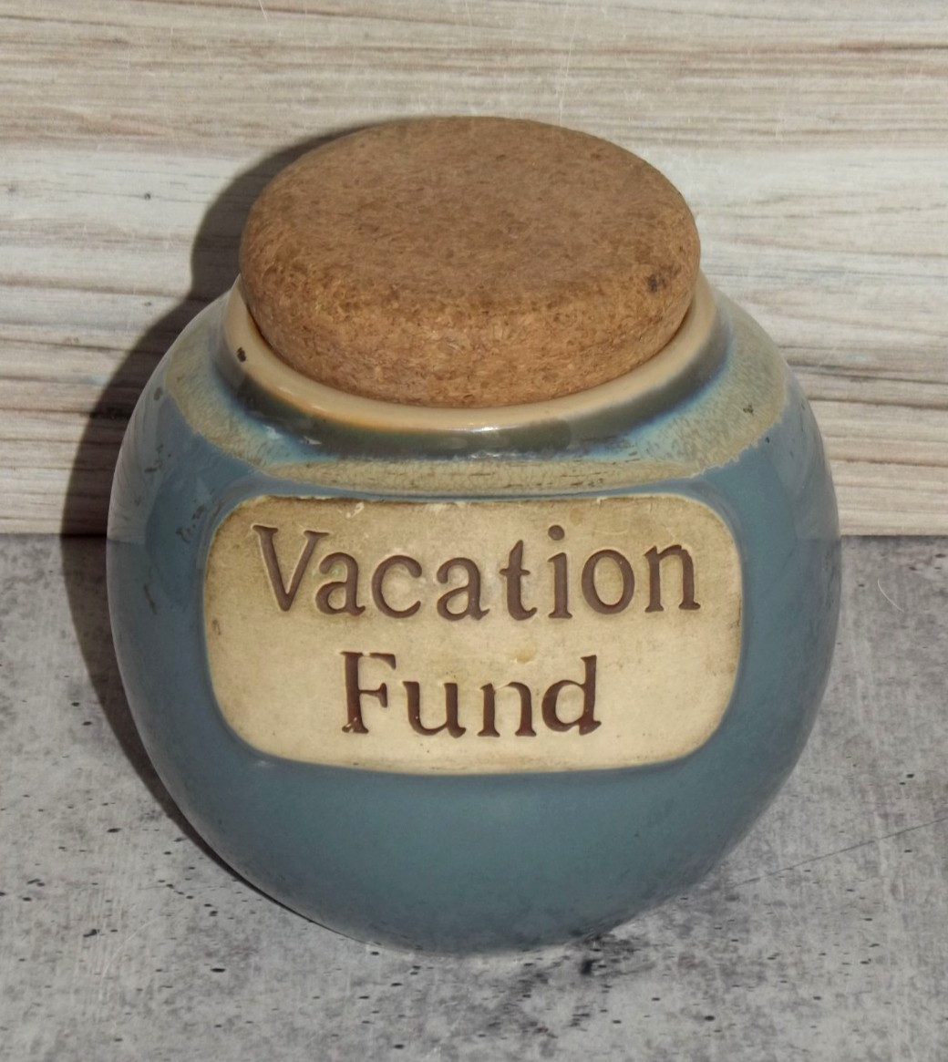 Tumbleweed Pottery Jar Vacation Fund Blue 4.5\