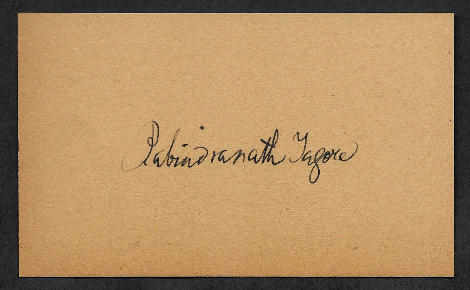 Rabindranath Tagore Autograph Reprint On Genuine Original Period 1913 3X5 Card Rabindranath Tagore Autograph Reprint On Genuine Original Period 1913 3X5 Card