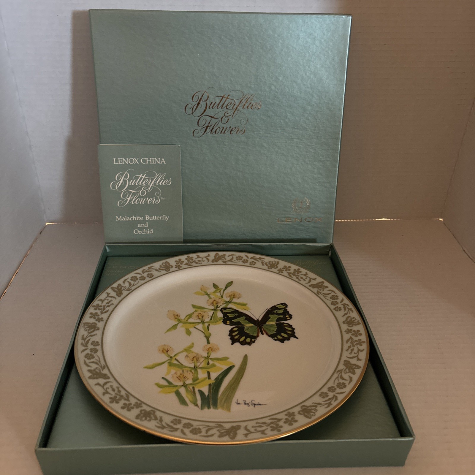 Lenox Butterflies & Flowers Collectible Plate By Val Roy Gerisher Malachite 1983