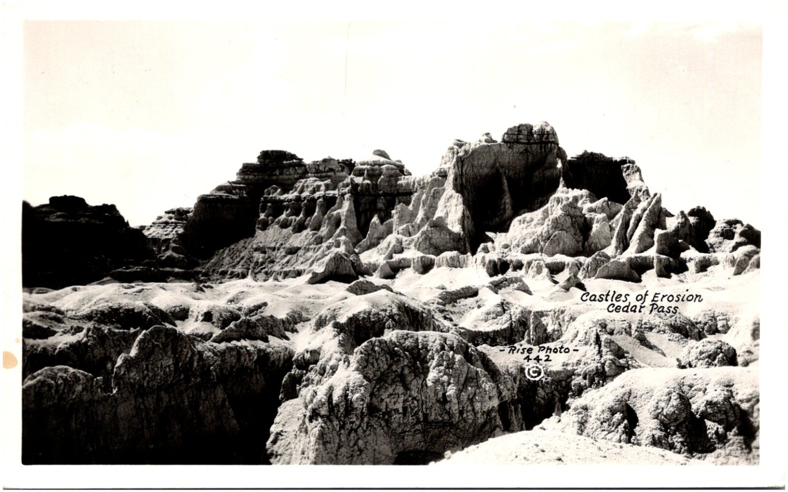 Castles of Erosion Cedar Pass South Dakota SD 1940s RPPC Postcard Rise Photo