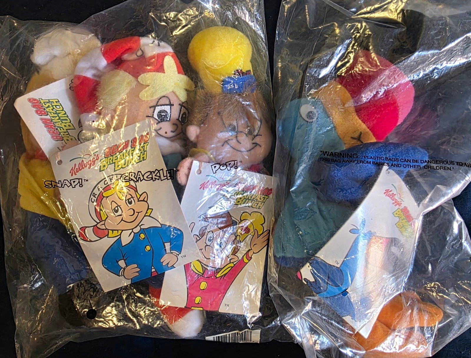 Vintage 1997 Kellogg's Bean Bag Breakfast Bunch Plush COMPLETE SET of 7 