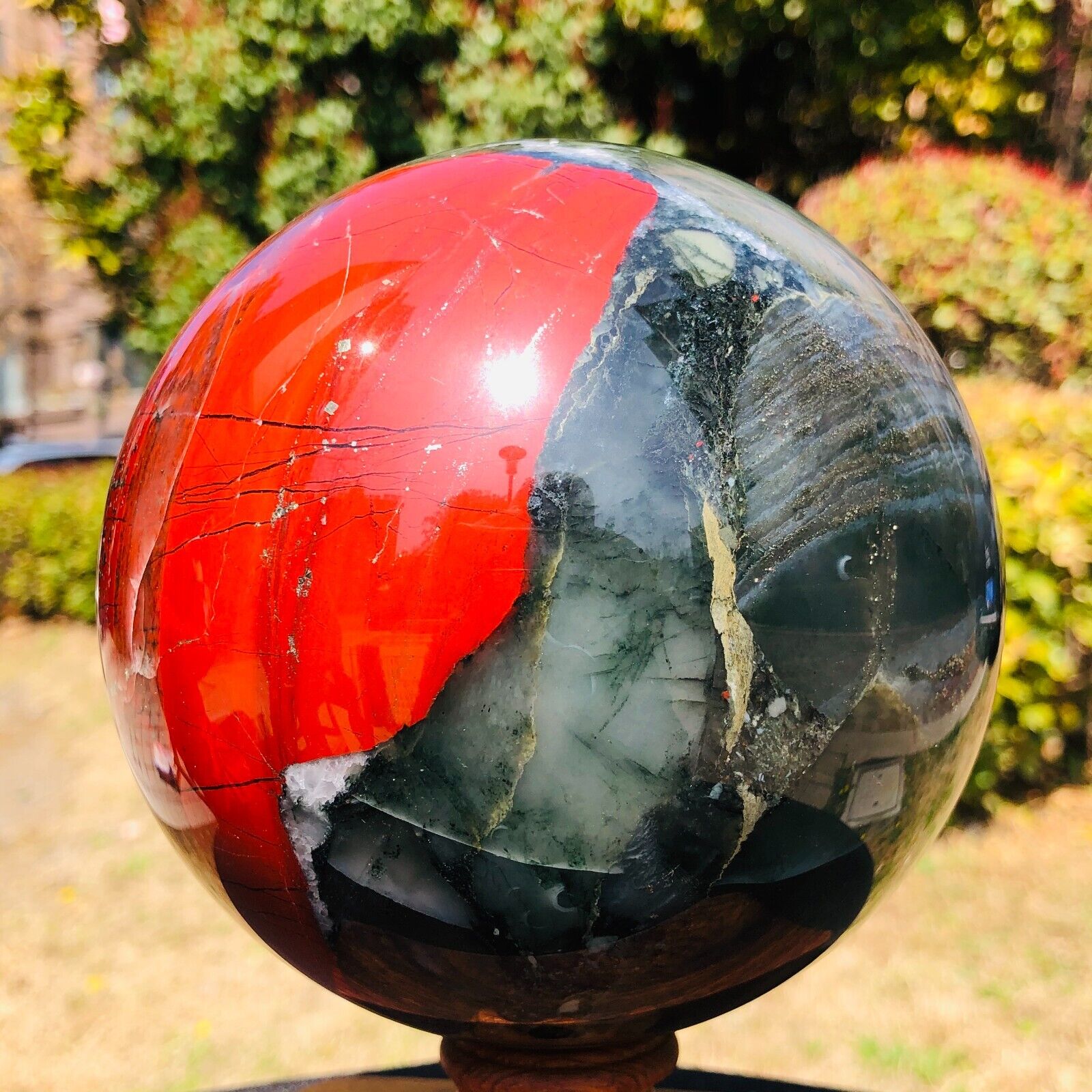 5.94LB  Natural African Blood Stone Quartz Sphere Crystal Ball Reiki Healing