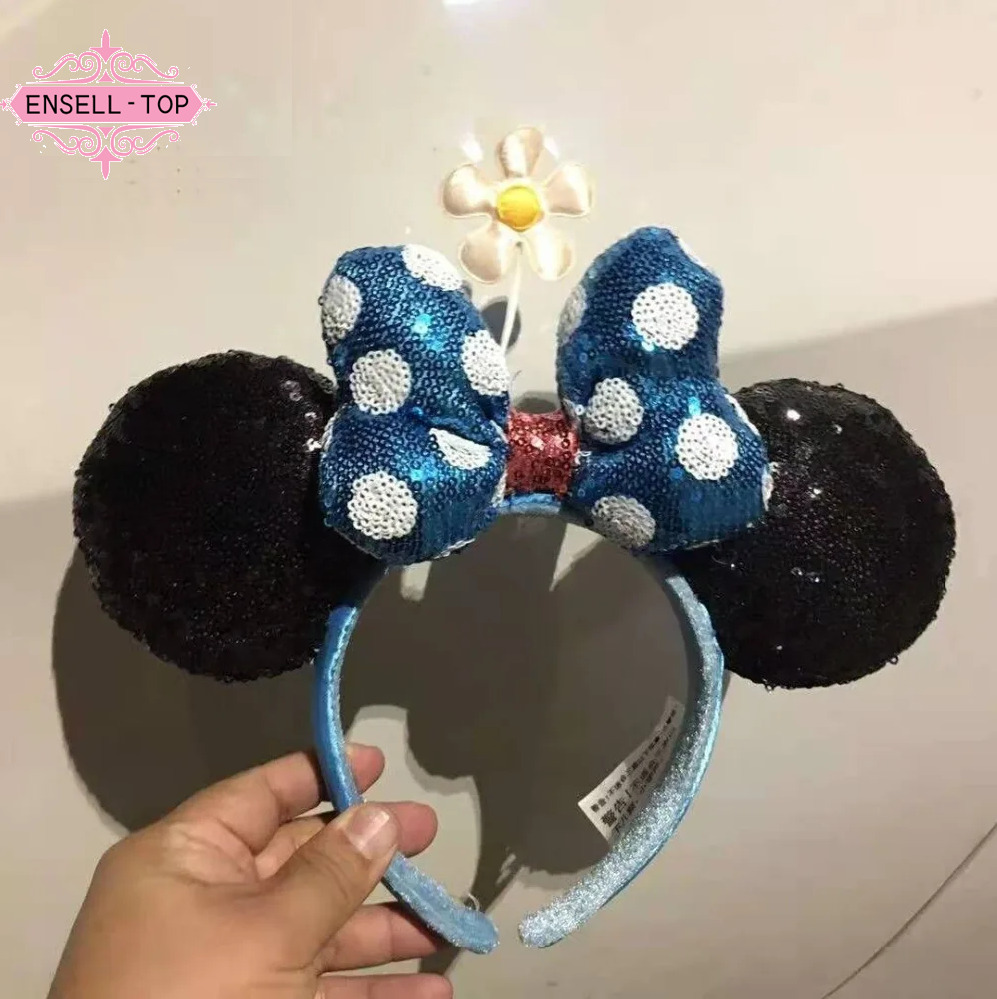 Timeless Flower Minnie Ears Hat Sequins Polka Dot Disney Parks Headband New US