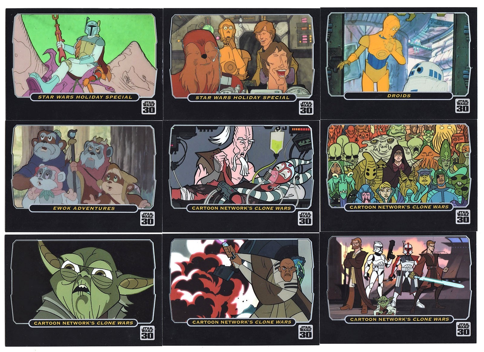 2007 Topps Star Wars 30th Anniversary Animation Cel Insert Card Set #1-9