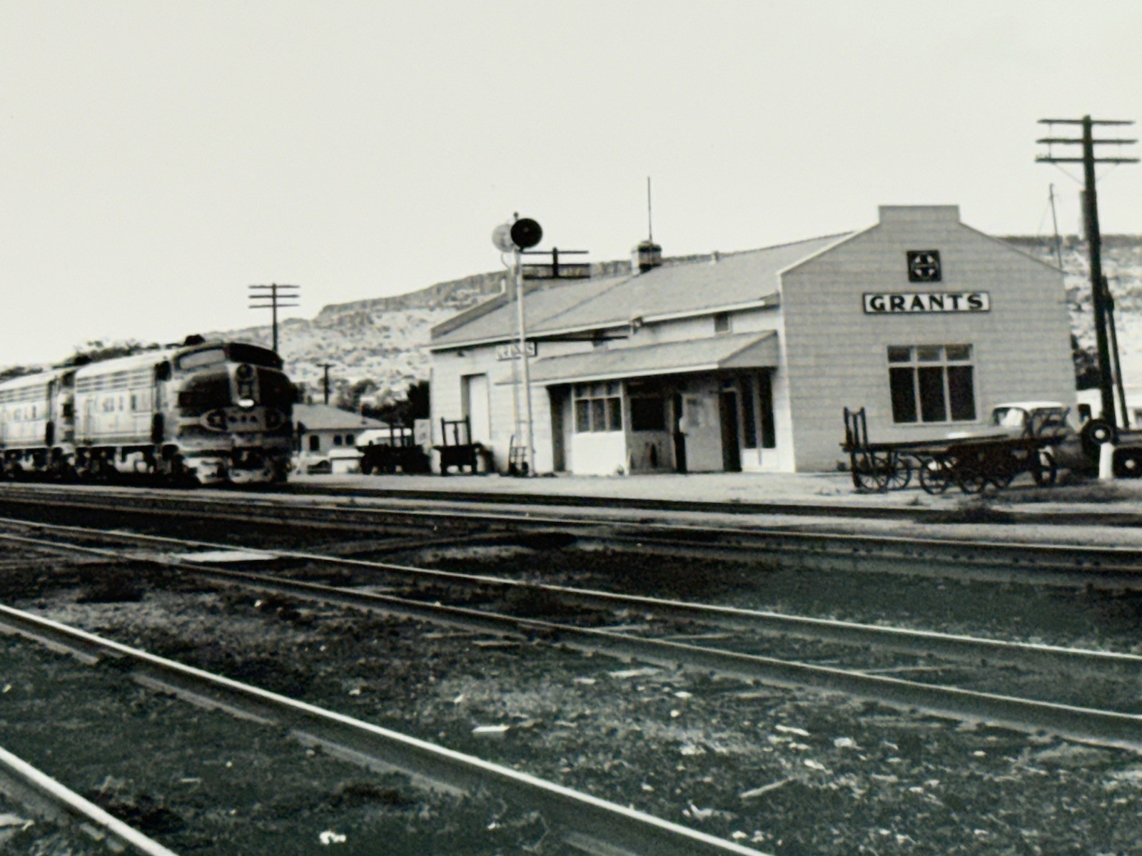 Vintage Santa Fe Railroad Photo Grants NM Depot Passenger Train ATSF 8x10