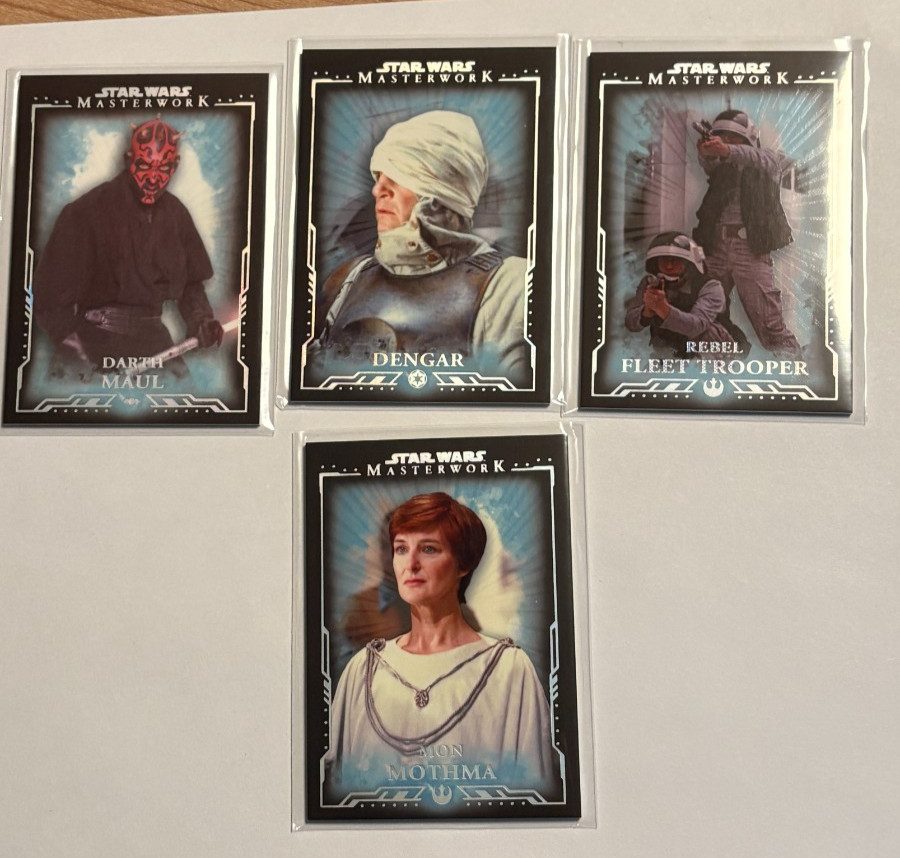 2015 Topps Star Wars Masterwork Blue Metallic Parallel Lot Maul Mothma Dengar + 2015 Topps Star Wars Masterwork Blue Metallic Parallel Lot Maul Mothma Dengar +