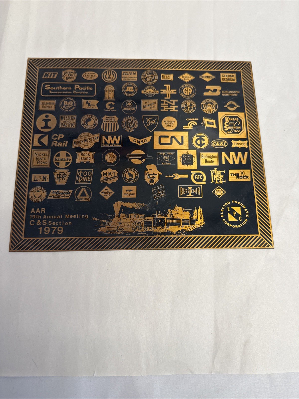 Vintage 1979 AAR Railroad Herald Logos Plaque Electro Pneumatic Corp