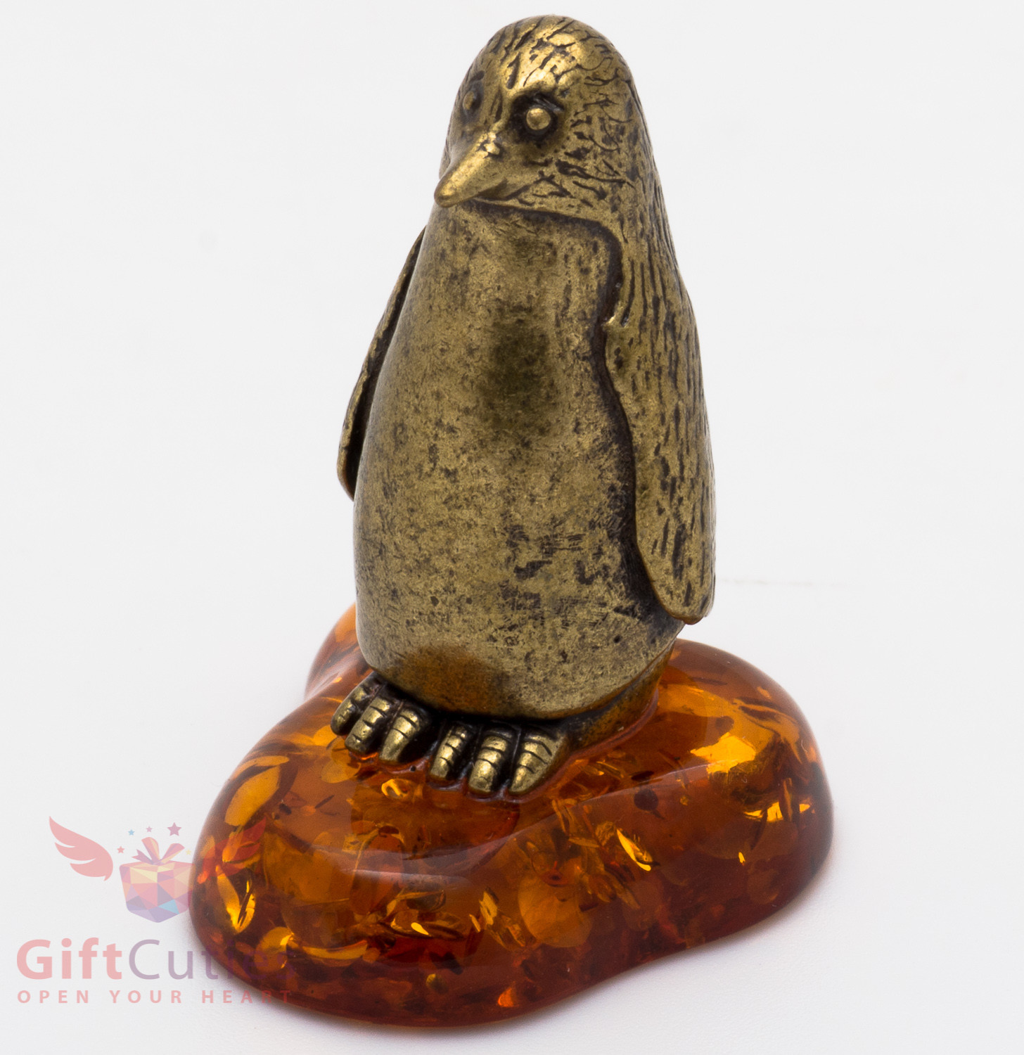 Solid Brass Amber Figurine of bird Penguin IronWork