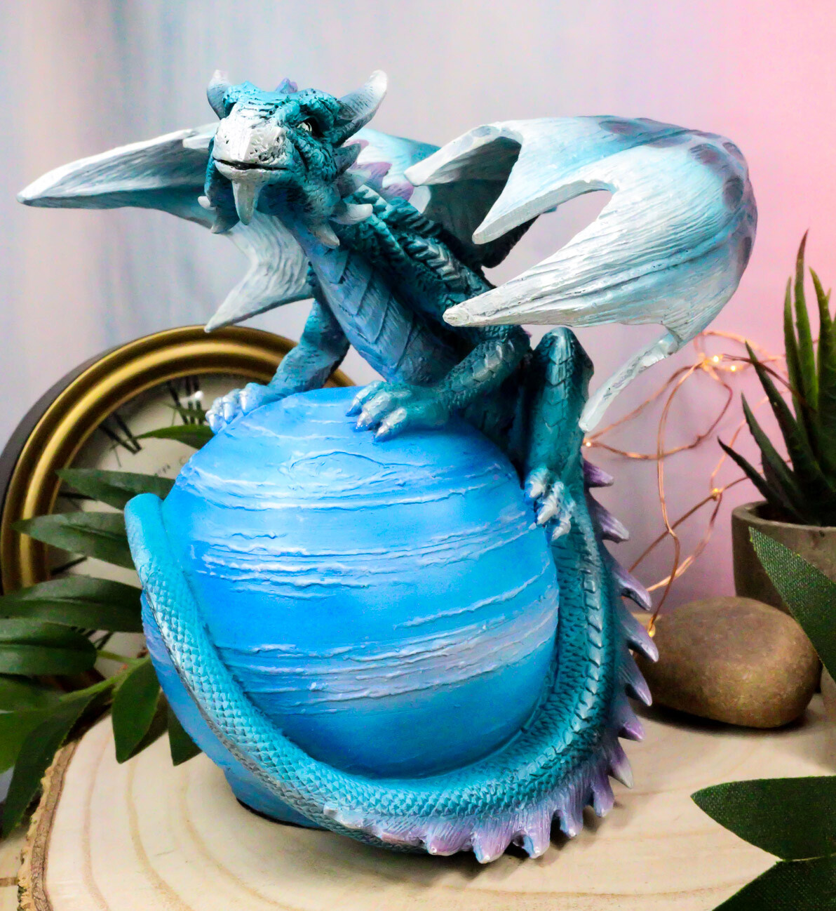 Ebros Celestial Galaxy Planet Mercury Terrestrial Blue Guardian Dragon Figurine
