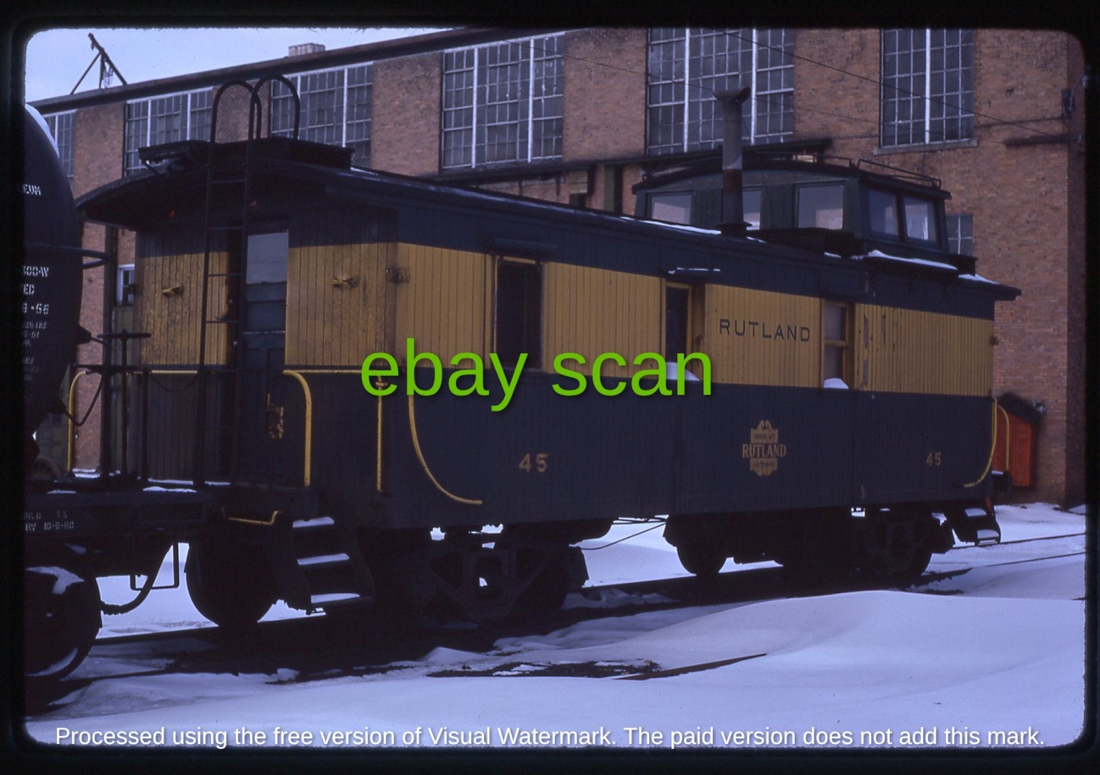 Original Slide - RUT Rutland Caboose #45 at Rutland VT? in 1962 Original Slide - RUT Rutland Caboose #45 at Rutland VT? in 1962