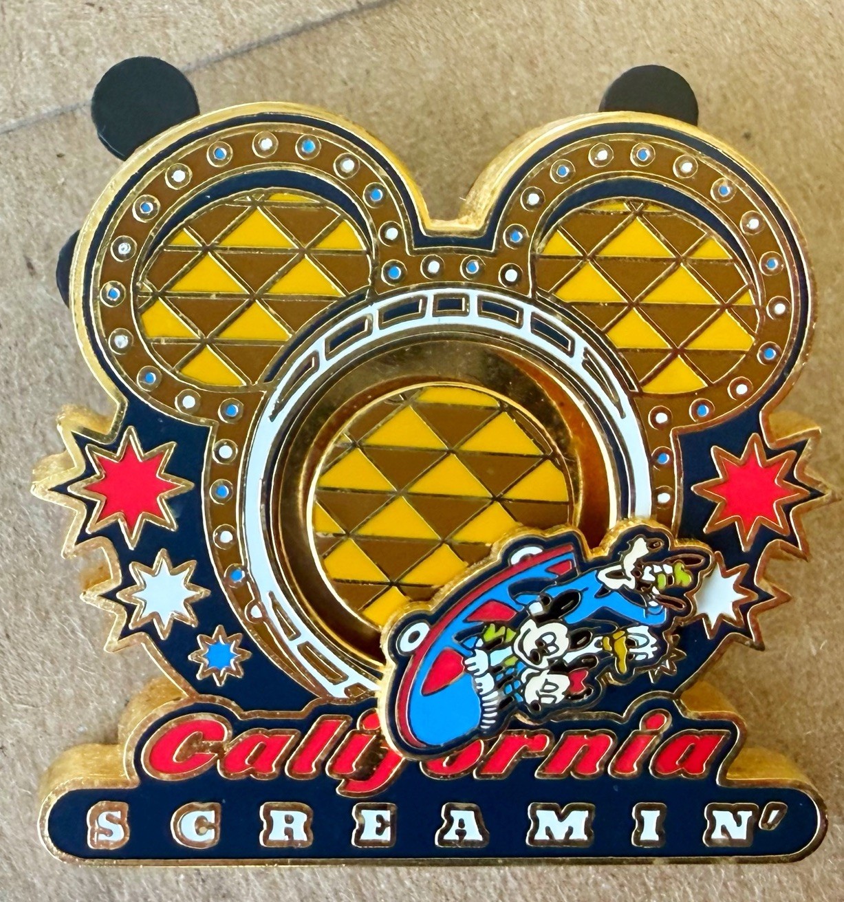 Disney Pin DCA California Screamin' Loop Slider Mickey Minnie Donald Goofy