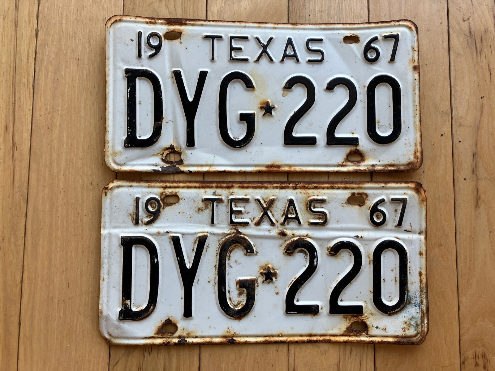 Pair of 1967 Texas License Plates - Check With DMV For YOM
