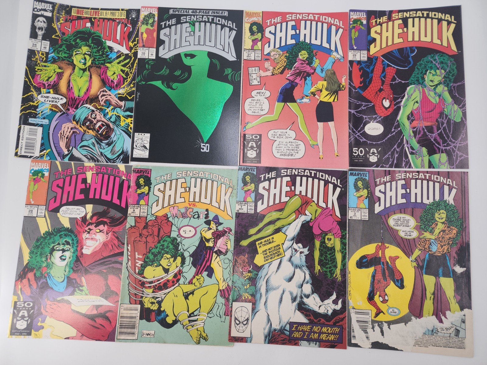 Bundle Lot of 8 Marvel Sensational She Hulk Comic Books 3 7 9 28 29 31 50 54