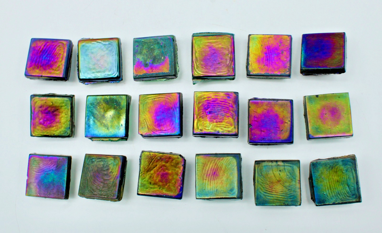 18x Antique Authentic L.C. Tiffany Comfort Favrile Glass Tile Iridescent 1