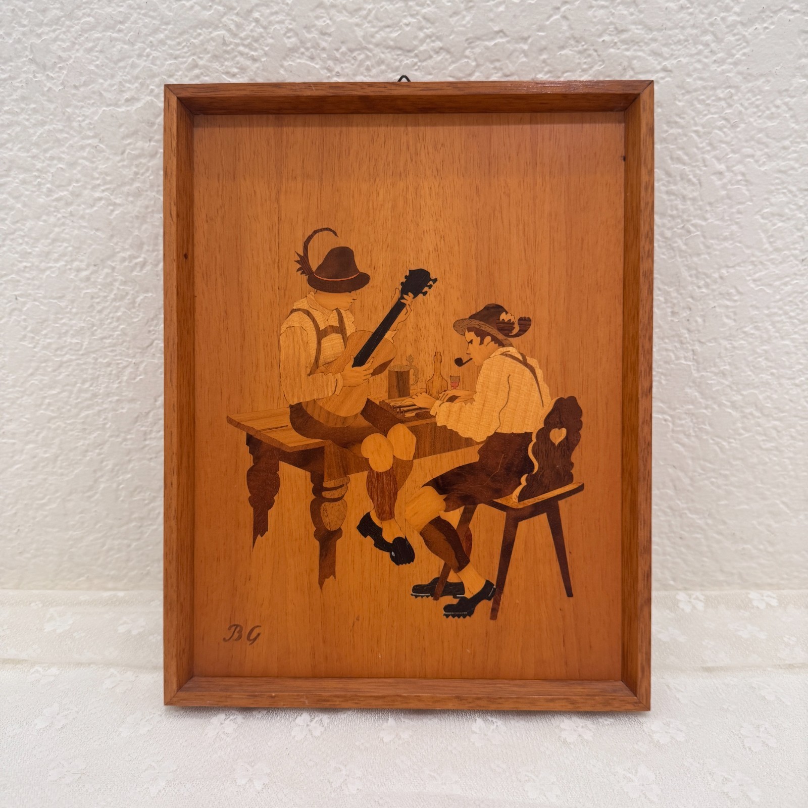 Vintage BG Buchschmid Gretaux German Marquetry Musicians ABC Studio Heidelberg