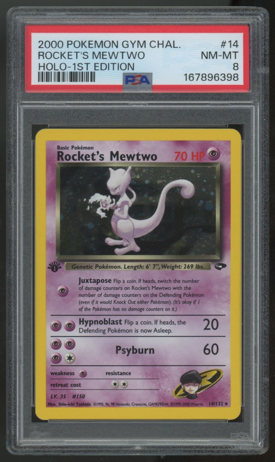 2000 Pokemon Team Rocket's Mewtwo Gym Challenge 1st Edition Holo #14 PSA 8