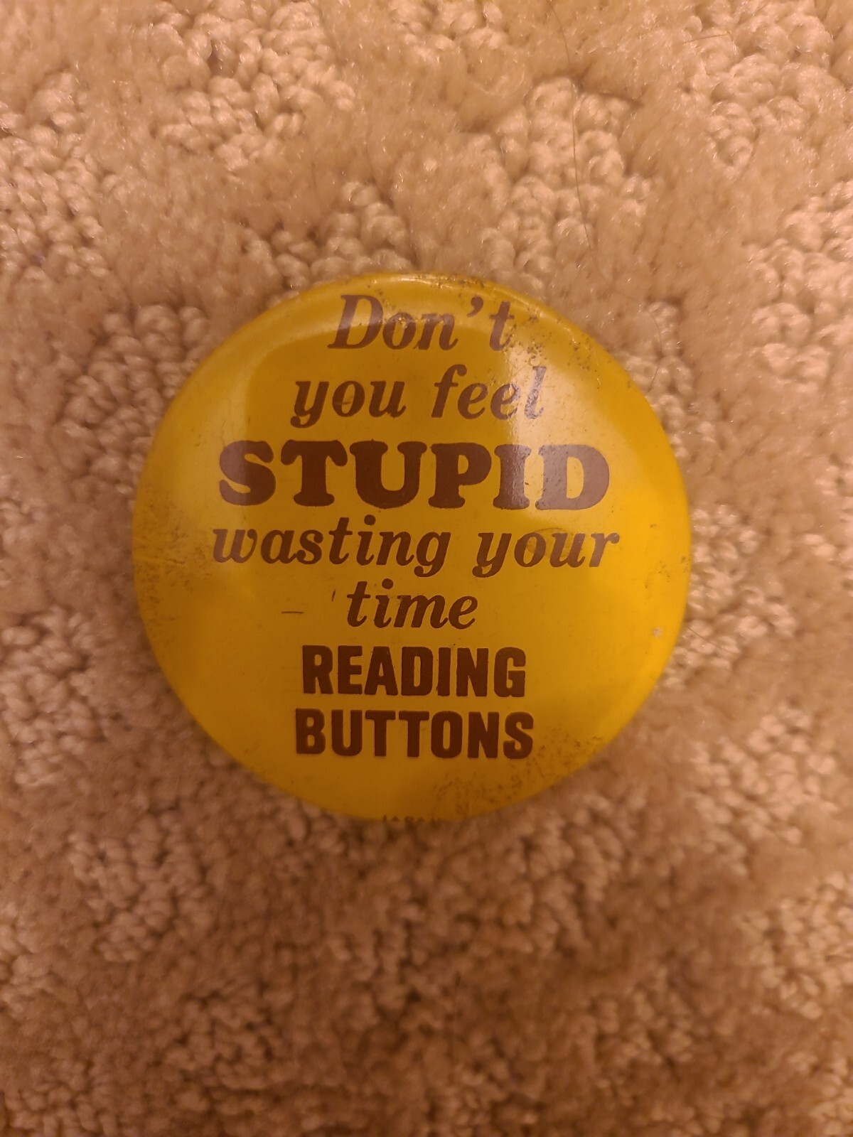Vintage Don\'t You Feel Stupid Wasting Time Reading Buttons Japan Pin Pinback 