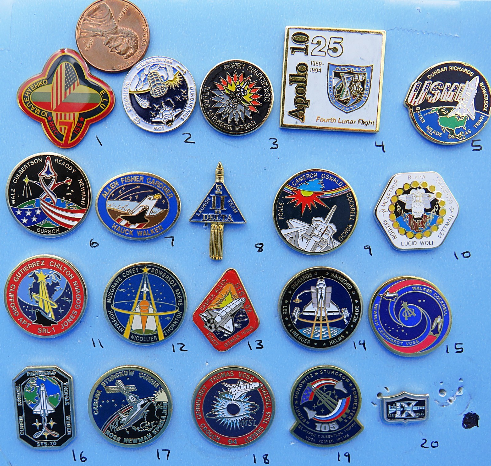 NASA enamel PIN lot of 20 vtg ISS SPACE station SHUTTLE Gemini - Group D