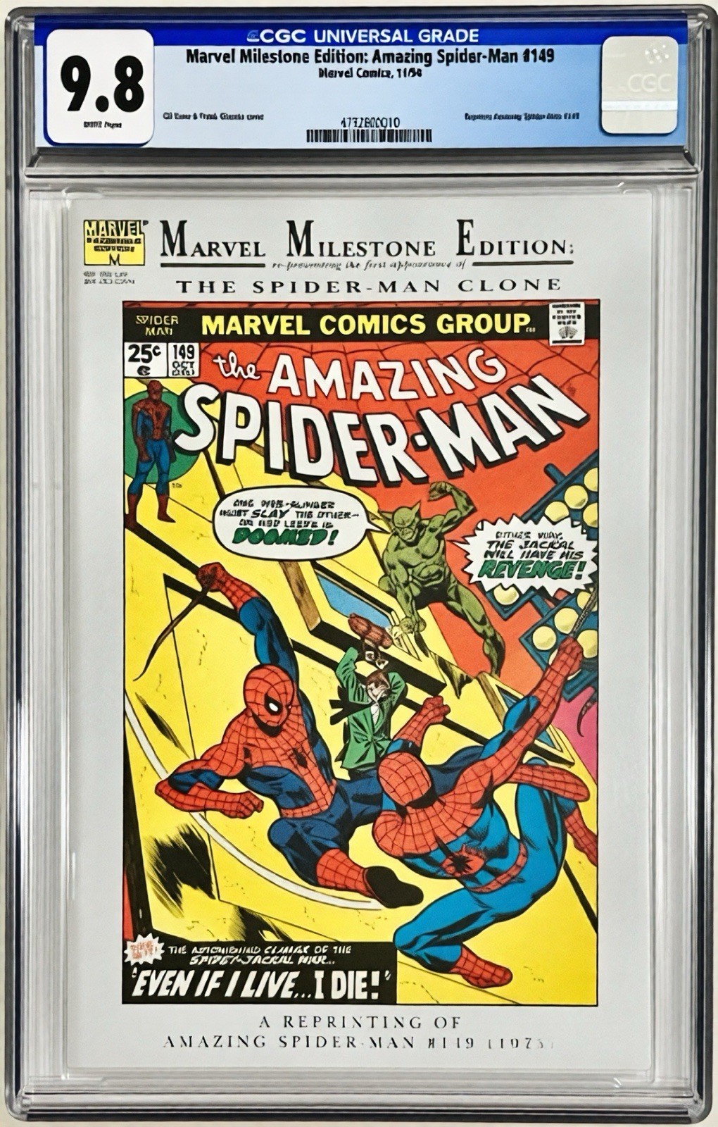 Marvel Milestone Edition: The Amazing Spider-Man #149 CGC 9.8 NMMT 1ST APP CLONE Marvel Milestone Edition: The Amazing Spider-Man #149 CGC 9.8 NMMT 1ST APP CLONE