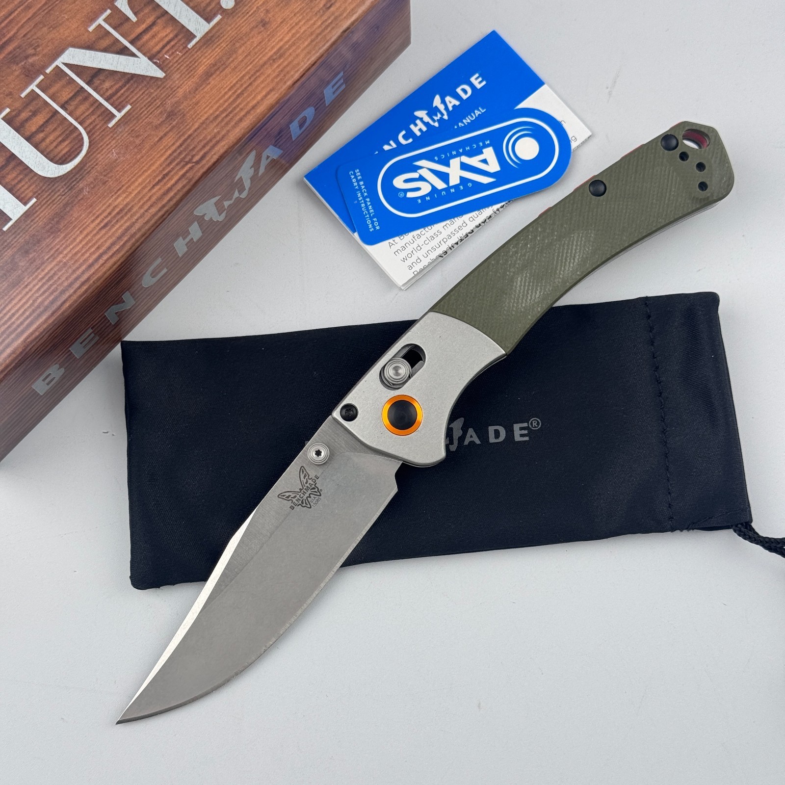Benchmade Mini Crooked River CU15085 Green G10 Handle CPM-S30V Folding Knife