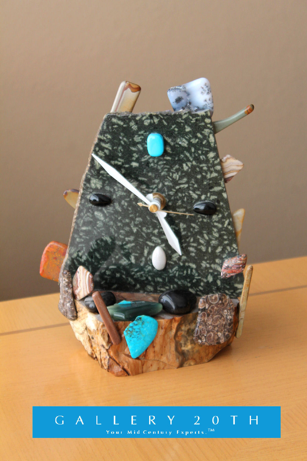 BRUTALIST MODERNIST ABSTRACT ROCK CLOCK VTG 50\'S ORIG ART MCM 60\'S MID CENTURY