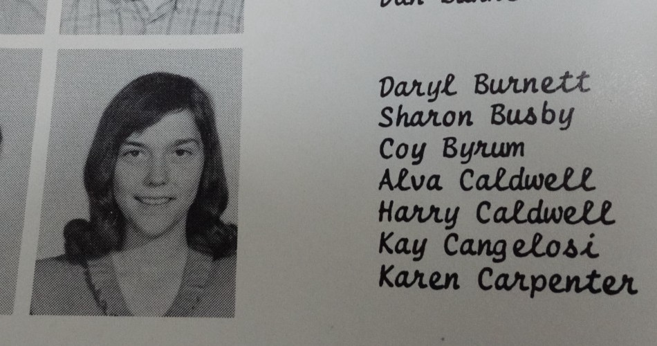 RARE Karen Carpenter 1966 High School Yearbook Downey CA Junior ORIGINAL