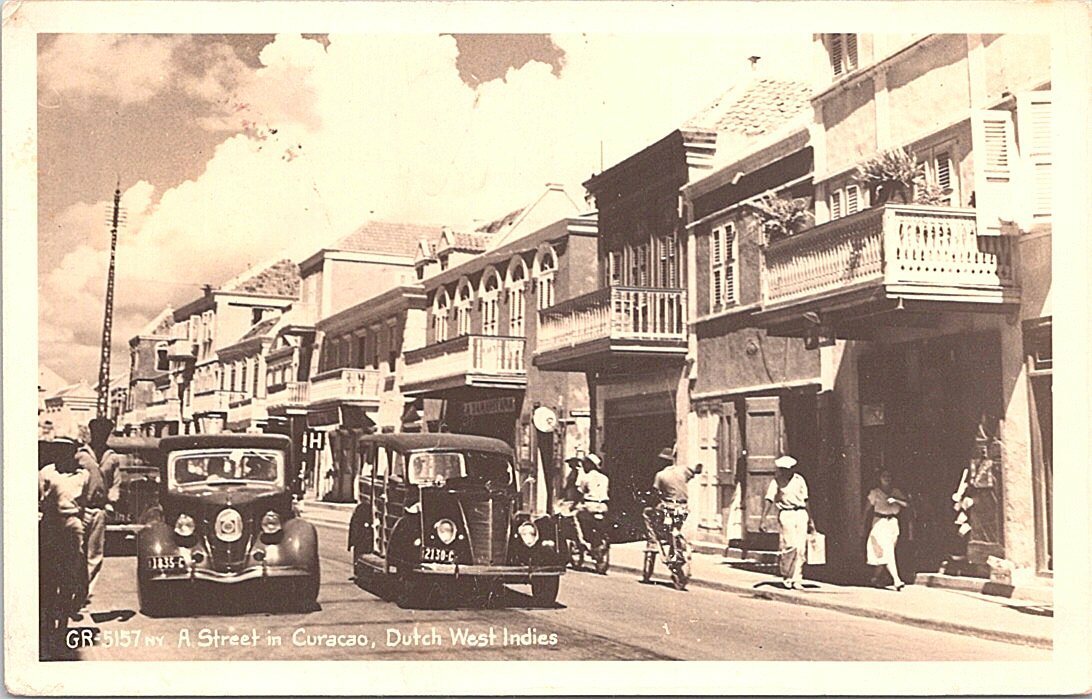 RPPC Curacao Dutch West Indies Street Scene 1930s era