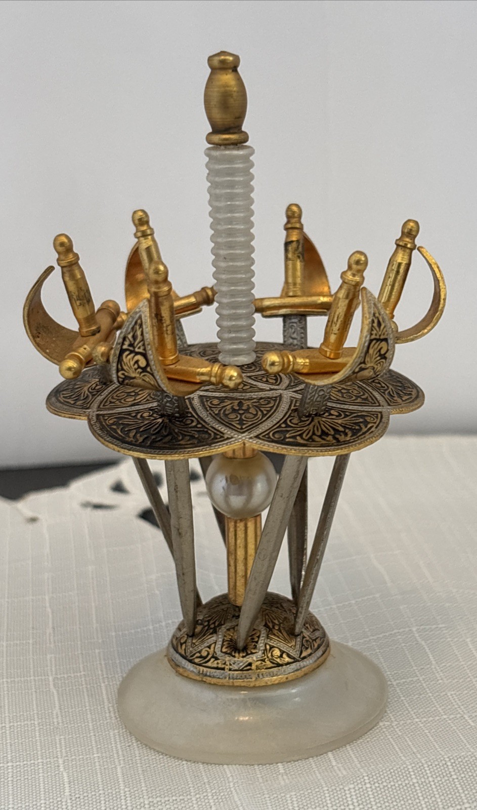 Vintage Toledo Spain Cocktail Swords and Stand Swordsman