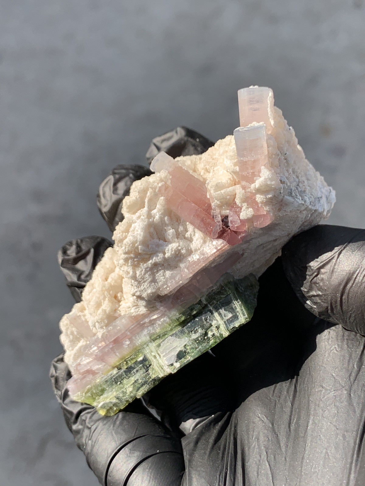 Outstanding Natural Bi colour Tourmaline with Albite 