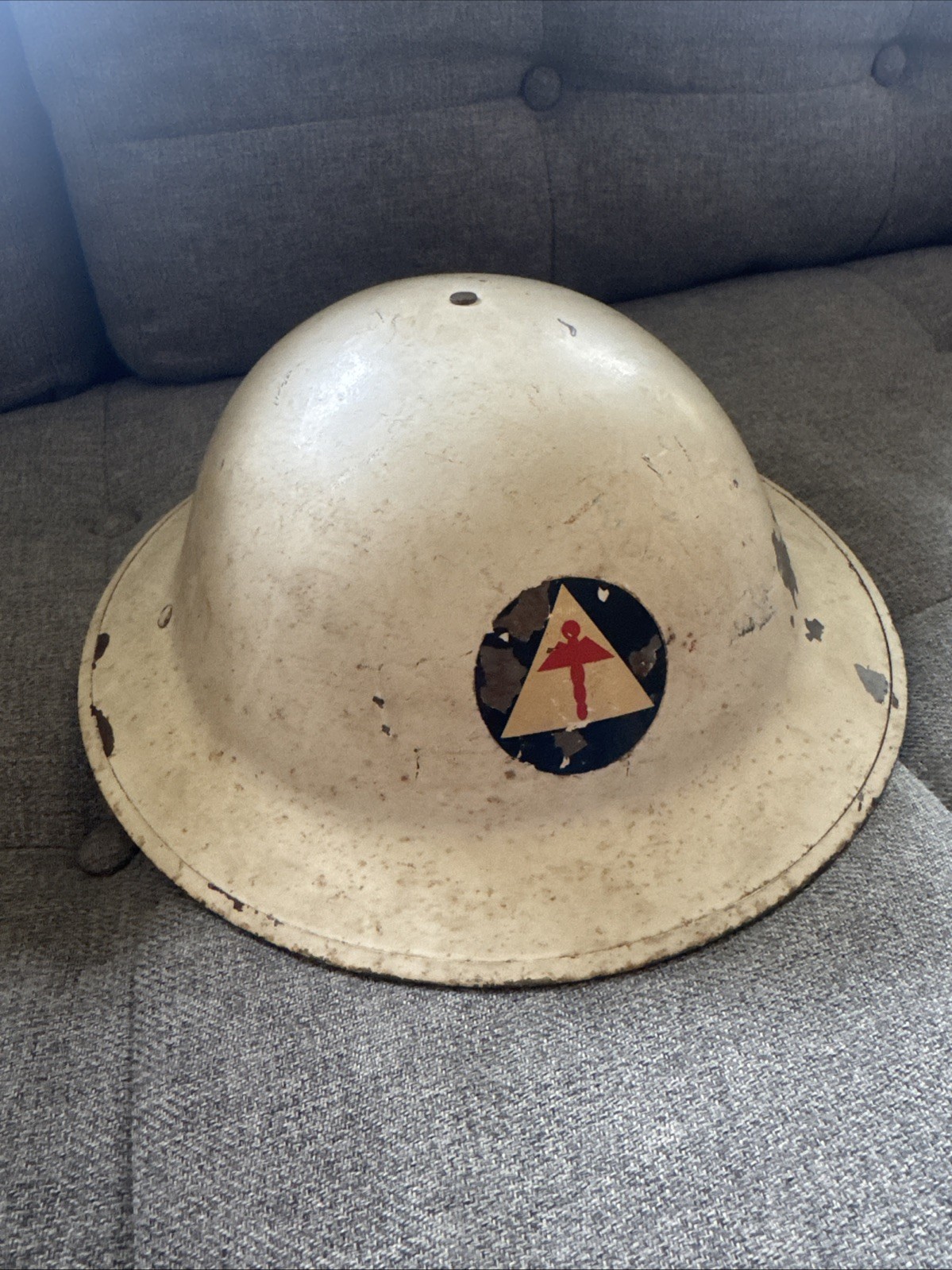 Vtg. Civil Defense Metal Hardhat. Medical Rescue Insignia Vtg. Civil Defense Metal Hardhat. Medical Rescue Insignia